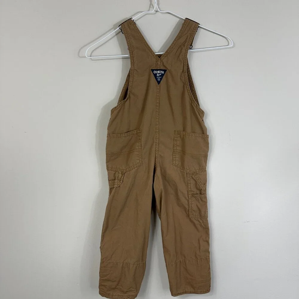 Oshkosh B'gosh Cotton Bib Overalls Vestbak Girl's 4T Khaki / Pink Girls 4T Capri